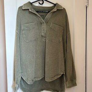 Aerie Sage Button-Up Shirt